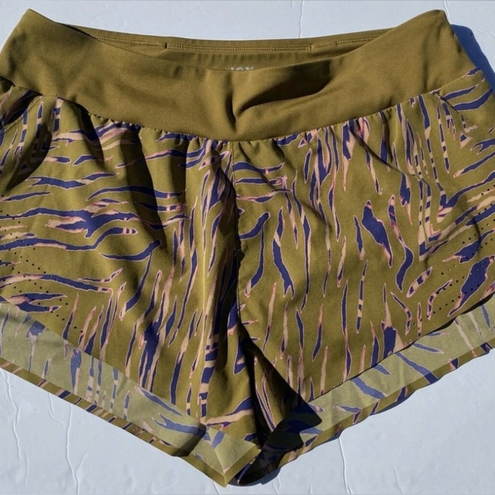 JoyLab Olive and Purple Patterned Athletic Shorts